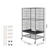 Cusca pentru pasari, Otel, 79x51x132 mm, sertar metalic, 4 roti pivotante, 2 usi, sertar detasabil