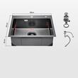 Chiuveta comerciala otel inoxidabil negru, 680x450x190 mm, Strat de izolare fonica si anti-condens, Incastrabila, Margine groasa 3 mm