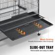 Cusca pentru pasari, Otel, 79x51x132 mm, sertar metalic, 4 roti pivotante, 2 usi, sertar detasabil