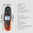 Anemometru digital portabil, Bluetooth, viteza vantului, temperatura vantului, fluxul de aer, racirea vantului, pentru navigatie, HVAC, -10℃ pana la 60℃, IP44