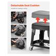 Scaun de atelier, 4 x roti, pivotare 360°, capacitate 136 kg, tavita, 440 x 270 x 350 mm