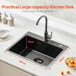 Chiuveta comerciala otel inoxidabil negru, 680x450x190 mm, Strat de izolare fonica si anti-condens, Incastrabila, Margine groasa 3 mm