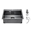 Chiuveta comerciala otel inoxidabil negru, 680x450x190 mm, Strat de izolare fonica si anti-condens, Incastrabila, Margine groasa 3 mm