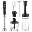 Set blender de mana, 1200 W, Aparat de spumare a laptelui, Inox, capacitate 800 ml, Negru