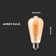 Bec led decorativ, forma ST64, E27, putere 6W, 2200K, Edison