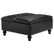Masa de cafea otoman, Extensibila, cutie depozitare, Negru, Lemn/Piele ecologica, 88.1 x 86.6 x 46.2 cm, max 136 kg