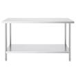 Masa de lucru Inox, pentru preparare alimente, 610x1524x864 mm, 1 x rafturi, Inaltime reglabila