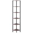 Raft multifunctional de colt cu 6 etaje, Lumina led, Metal/MDF, 28.5 x 28.5 x 171.5 cm, pentru plante, carti, decoratiuni