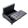 Masa de cafea otoman, Extensibila, cutie depozitare, Gri, Lemn/Piele ecologica, 80 x 80.5 x 43 cm, max 136 kg