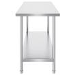 Masa de lucru Inox, pentru preparare alimente, 610x1524x864 mm, 1 x rafturi, Inaltime reglabila