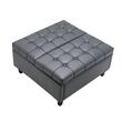 Masa de cafea otoman, Extensibila, cutie depozitare, Gri, Lemn/Piele ecologica, 80 x 80.5 x 43 cm, max 136 kg