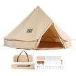 Cort camping / glamping, Diametru 6 m, Inaltime 350 cm, Orificiu cos soba, Poliester/Bumbac, Bej