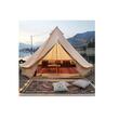 Cort camping / glamping, Diametru 6 m, Inaltime 350 cm, Orificiu cos soba, Poliester/Bumbac, Bej