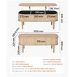Masuta de cafea, blat rabatabil, Lemn, 1000 x 480 x 545 mm