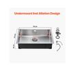 Chiuveta comerciala otel inoxidabil, 760x 430x190 mm, Strat de izolare fonica si anti-condens, Incastrabila, Margine groasa 3 mm