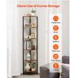 Raft multifunctional de colt cu 6 etaje, Lumina led, Metal/MDF, 28.5 x 28.5 x 171.5 cm, pentru plante, carti, decoratiuni
