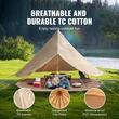 Cort camping / glamping, Diametru 6 m, Inaltime 350 cm, Orificiu cos soba, Poliester/Bumbac, Bej