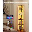 Raft multifunctional de colt cu 6 etaje, Lumina led, Metal/MDF, 28.5 x 28.5 x 171.5 cm, pentru plante, carti, decoratiuni