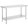 Masa de lucru Inox, pentru preparare alimente, 610x1524x864 mm, 1 x rafturi, Inaltime reglabila