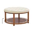 Masa de cafea ottoman, Rotunda, raft depozitare, Maro/Alb, Lemn, 810 x 810 x 476 mm, max 160 kg