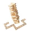 Joc de societate din lemn de pin,  Turn asamblabil Tumbling Tower 54 cuburi bej, 28 piese Domino