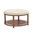 Masa de cafea ottoman, Rotunda, raft depozitare, Maro/Alb, Lemn, 810 x 810 x 476 mm, max 160 kg