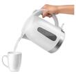 Fierbator electric cordless, Capacitate 1.7 l, Putere 2200 W, sistem triplu de siguranta, Alb
