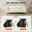 Set 4 roti pivotante cu inaltime reglabila, 2", max 125 kg / roata, ABS si Otel