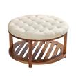 Masa de cafea ottoman, Rotunda, raft depozitare, Maro/Alb, Lemn, 810 x 810 x 476 mm, max 160 kg