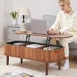 Masuta de cafea, blat rabatabil, Lemn, 1000 x 480 x 545 mm, Maro inchis