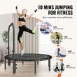 Trambulina fitness cu maner suport cu 4 niveluri de inaltime, Pliabila, max 205 kg, cadru Otel, 42 arcuri, Diametru 1220 mm