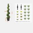 Set 2 plante artificiale spirala, Inaltime 152.4 cm, Verde, PE si Otel carbon