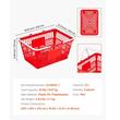 Set 4 x cosuri pentru cumparaturi, capacitate 21 l, manere, Rosu, max 9 kg
