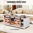Masuta de cafea Vintage Farm, Spatiu depozitare cu 2 x usi glisante, Lemn, 1210 x 560 x 481 mm, Maro/Alb