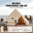 Cort camping / glamping, Diametru 3 m, Inaltime 200 cm, Orificiu cos soba, Poliester/Bumbac, Bej, 4 persoane