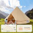 Cort camping / glamping, Diametru 7 m, Inaltime 350 cm, Orificiu cos soba, Poliester/Bumbac, Bej, 12 persoane