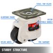 Set 4 roti pivotante cu inaltime reglabila, 2.5", max 500 kg / roata, ABS si Otel