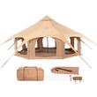 Cort camping / glamping, Diametru 5 m, Inaltime 280 cm, Orificiu cos soba, Poliester/Bumbac, Bej, 8 persoane