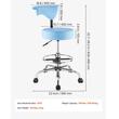 Scaun salon/frizerie/laborator cu spatar, max 226 kg, rotatie 360 grade, Reglabil inaltime 540-700 mm, Albastru