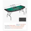 Masa de poker pliabila, 7 jucatori, sine captusite, suporturi pentru pahare din otel inoxidabil, 1830 x 825 x 755 mm, Verde/Negru