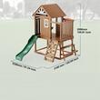 Spatiu joaca multifunctional, Casuta cu topogan si scara, max 150 kg, Lemn cedar, 2320x3100x2690 mm