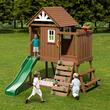 Spatiu joaca multifunctional, Casuta cu topogan si scara, max 150 kg, Lemn cedar, 2320x3100x2690 mm