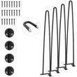 Set 4 x picioare de masa tip agrafa, Inaltime 71 cm, Otel, Negru, max 225 kg
