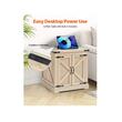 Masuta de cafea, MDF/Rattan artificial, 600 x 600 x 615 mm, Maro, 2 x priza USB