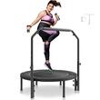 Trambulina fitness cu maner suport cu 4 niveluri de inaltime, Pliabila, max 150 kg, cadru Otel, 32 arcuri, Diametru 1016 mm