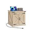 Masuta de cafea, MDF/Rattan artificial, 600 x 600 x 615 mm, Maro, 2 x priza USB