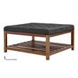 Masa de cafea ottoman, raft depozitare, Maro/Gri, Lemn, 875 x 875 x 445 mm, max 180 kg