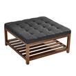 Masa de cafea ottoman, raft depozitare, Maro/Gri, Lemn, 875 x 875 x 445 mm, max 180 kg