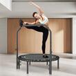 Trambulina fitness cu maner suport cu 4 niveluri de inaltime 990- 1232 mm, Pliabila, max 150 kg, cadru Otel, 34 arcuri, Diametru 1016 mm