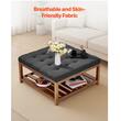 Masa de cafea ottoman, raft depozitare, Maro/Gri, Lemn, 875 x 875 x 445 mm, max 180 kg